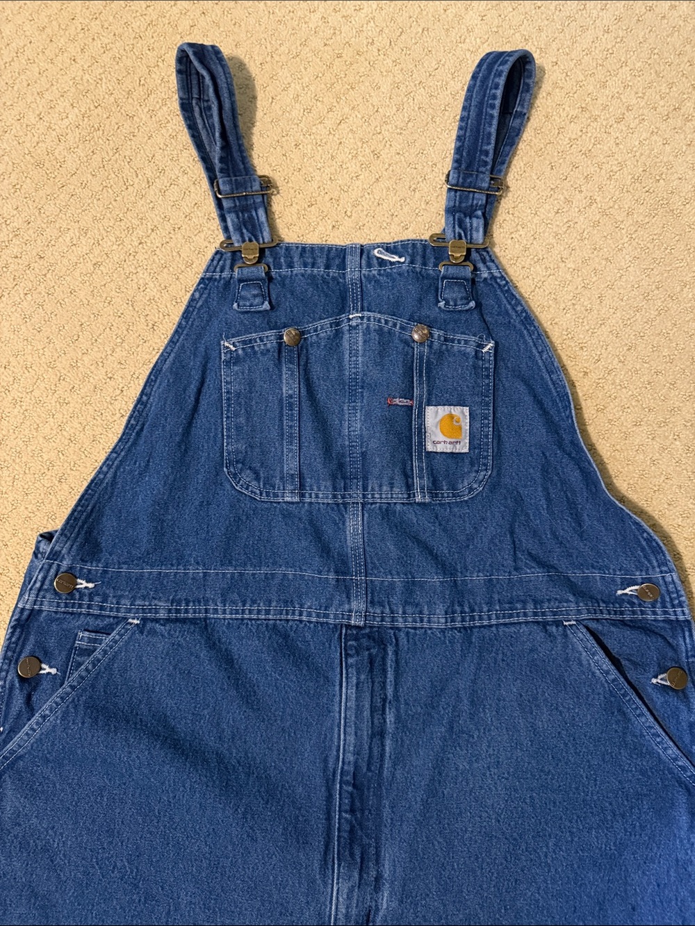 Carhartt Blue Denim Work Overalls with Bib Pocket